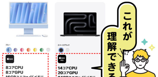 Macのスペック表、「これが理解できる」の文字、OKマークをしている男性